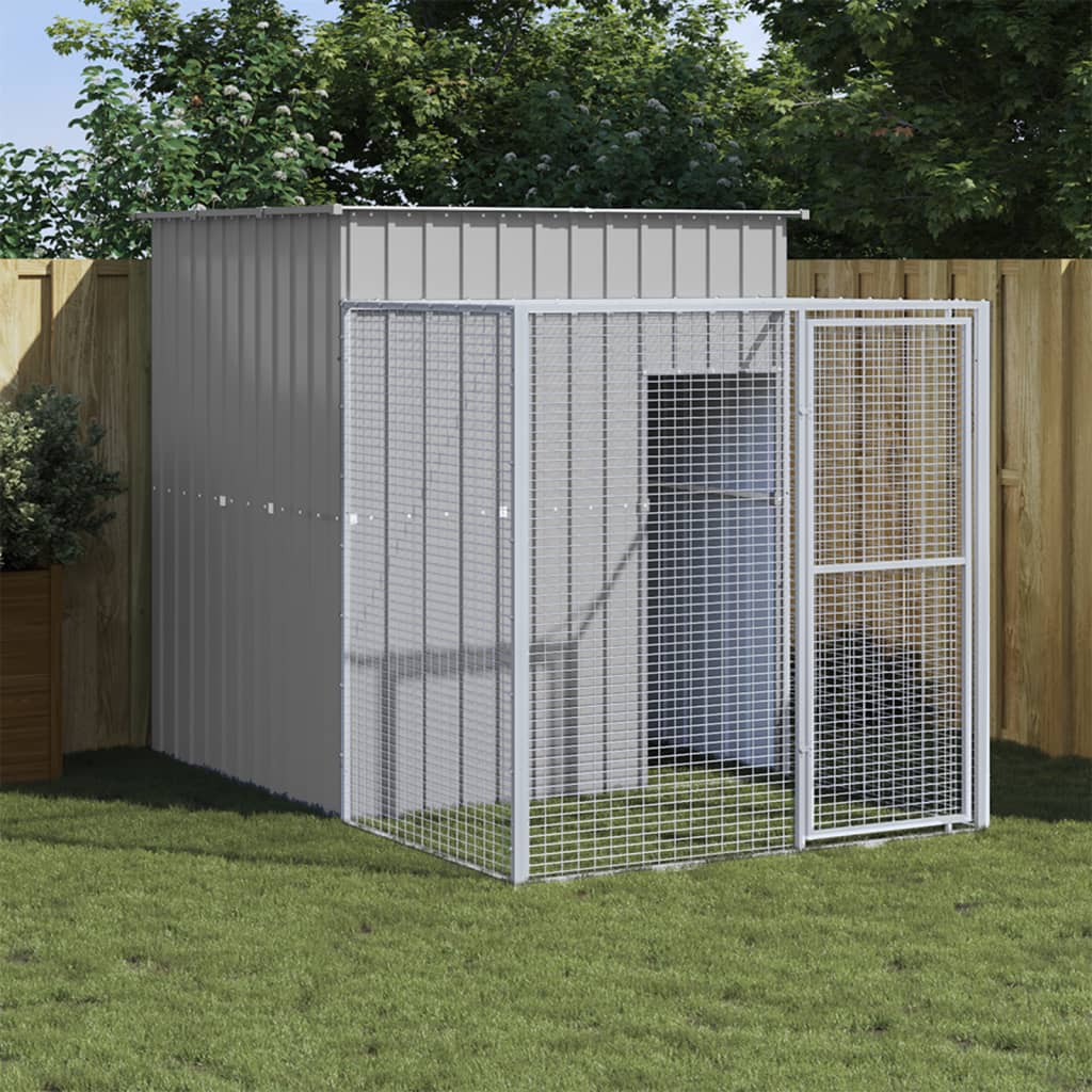 NNEVL Chicken Cage with Run Light Grey 165x251x181 cm Galvanised Steel